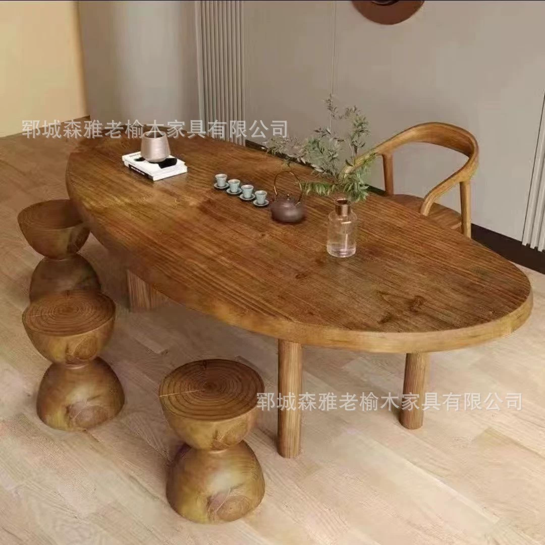 Ретро старый стол для чая из вяза стол из бревен стол для приготовления чая изогнутый стол для отдыха