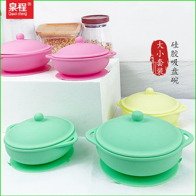 Children's silicone tableware for feeding, dinner plate for food, set