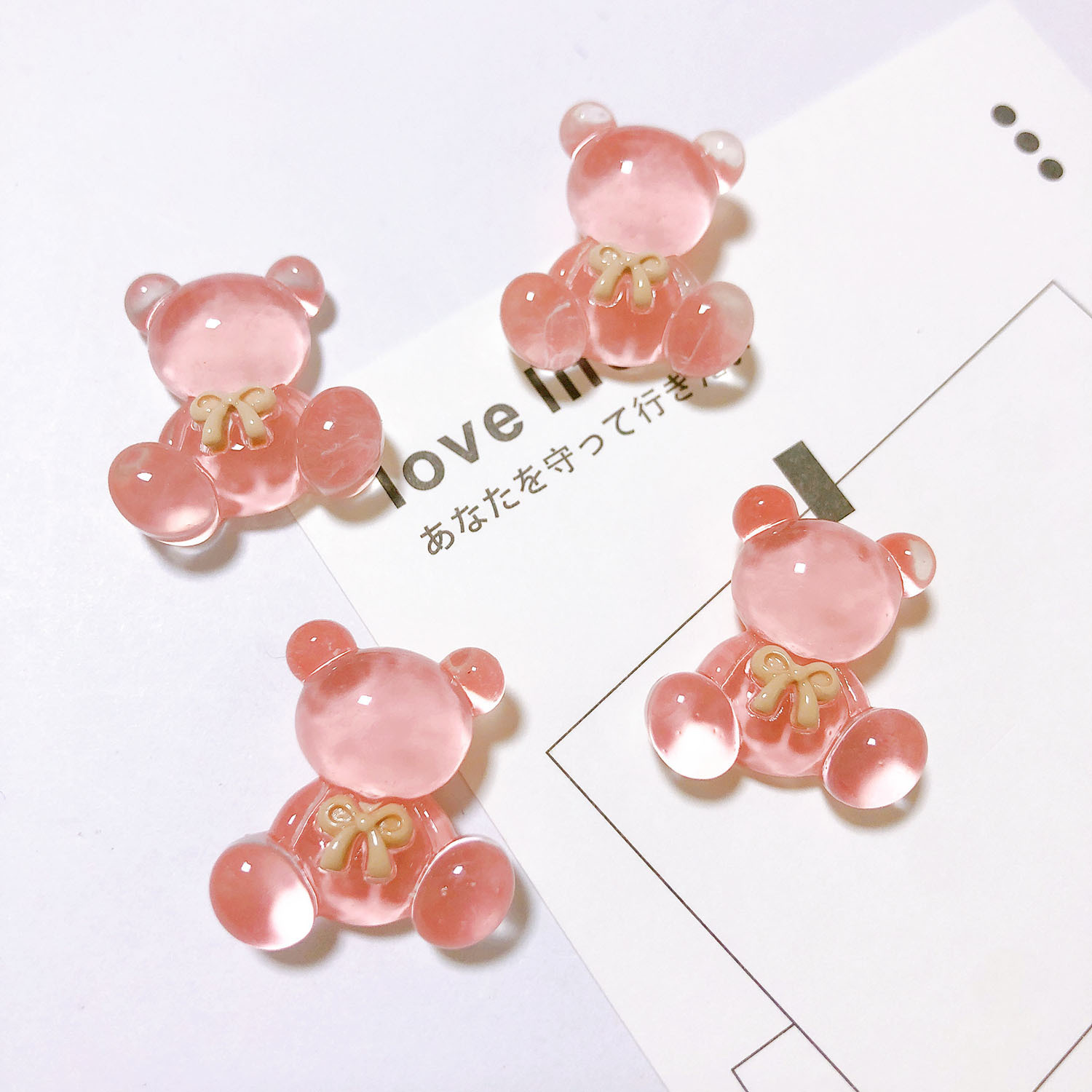 Hielo transparente resina oso accesorios venta al por mayor DIY teléfono móvil Shell crema pegamento horquilla taza de agua material decorativo oso transparente