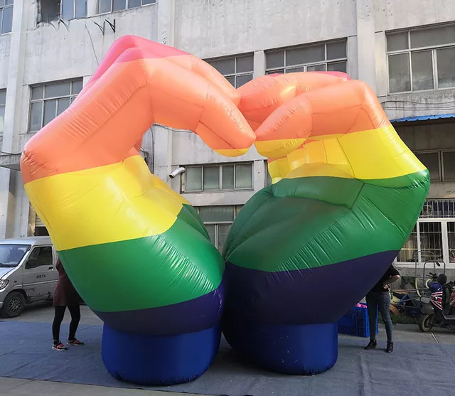 充气手掌仿真模型520节日装饰美陈比心手势充气气模爱心道具