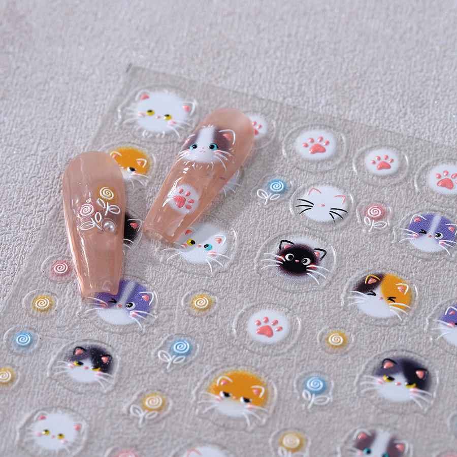 新工艺猫咪美甲贴纸ins贝壳玻璃碎美甲贴posrari系列果冻胶CP-392