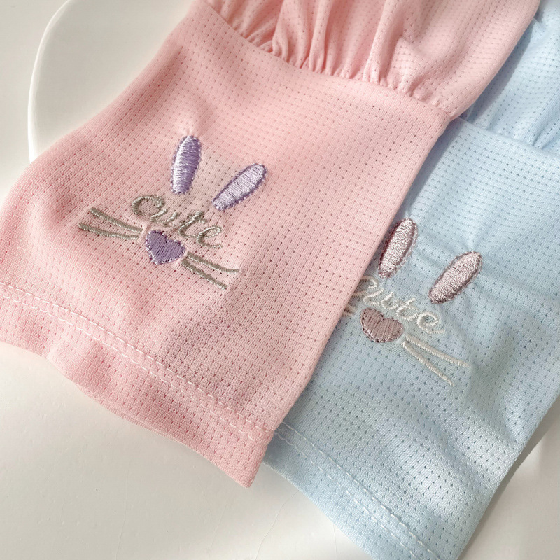 Nuevo estilo coreano versátil bordado color sólido manga suelta de hielo verano de las mujeres al aire libre brazo de conducción protección solar protección seda de hielo oversleeve
