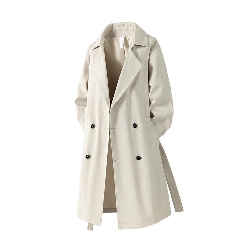 Men's mid-length trench coat, 2025 autumn new style, American trendy brand, casual, handsome, retro over-the-knee coat.