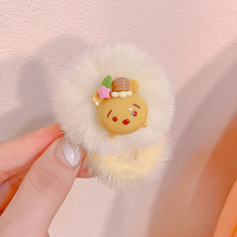 Otoño e Invierno Banda de pelo de felpa para niños engrosamiento de alta elasticidad no duele el cabello suave diadema de dibujos animados lindo bebé Cola de Caballo accesorios para el cabello