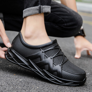 New fashion all-match men's low-top rain boots winter cotton-padded warm men's water shoes sports trendy flat rain boots
