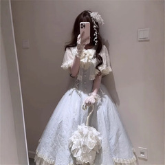 甘い女の子ロリータロリータリボンドレス夏の新しい年齢を減らすウエストプリンセスロングドレス女性のための