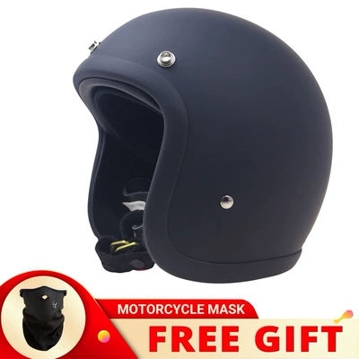 Motosiklet kaskı (dəbilqə) | Unisex Retro Cruise Helmet - matt-black-mask-s