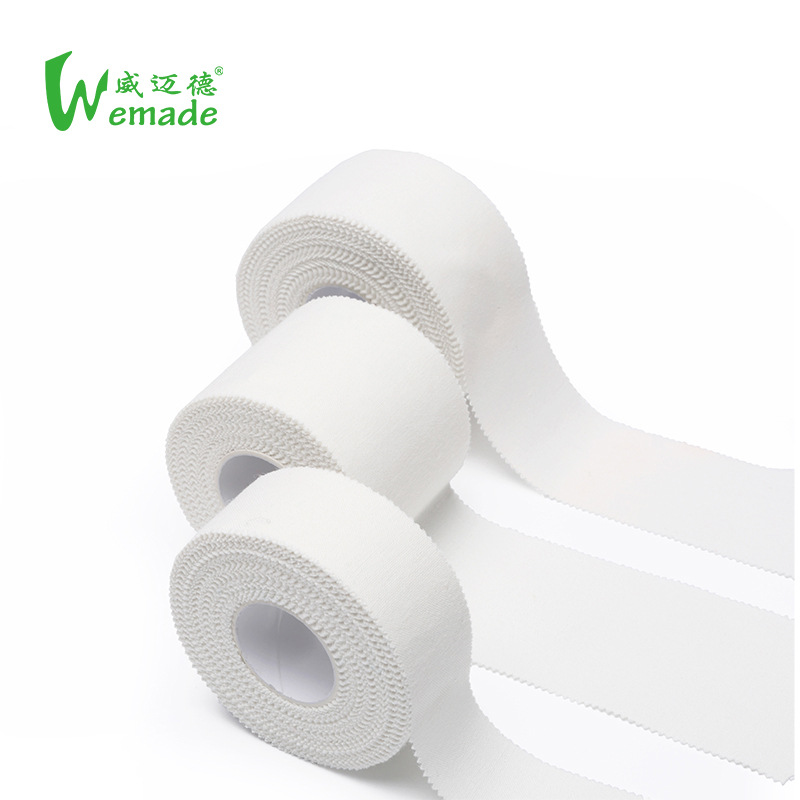 Weimida etiqueta blanca fábrica de algodón blanco tela fina cinta de Deportes de boxeo diente borde pie cinta parche blanco