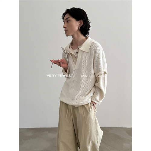 Elegant Italian V-neck Lace Polo Shirt 2025 Spring Summer New Casual Lace Commute Short Sleeve Knit Shirt