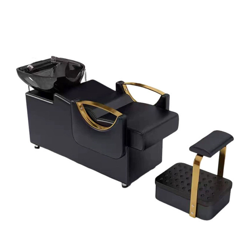 Barbería cama de lavado de cabello semi-recostada salón de peluquería tienda de estilo cerámica lavabo de moda simple lavado de cabello