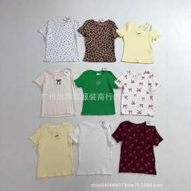 Cotton on 女童短袖T，原单图片花色同样的面料，4×4螺纹针织棉