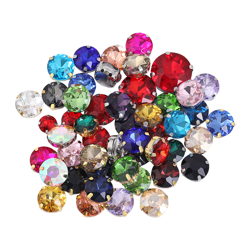 Diamante de gema de cuatro esquinas, diamante de garra de cristal, grueso con soporte inferior, diamante de imitación cosido a mano, vestido de cena, accesorios de decoración, diamante de garra