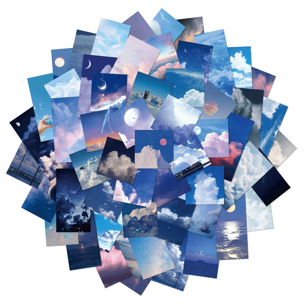 56 Голубое небо Исцеление рука счет коллекция наклейки тетрадь Дневник багаж чехол для телефона наклейки водонепроницаемый