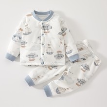 婴儿秋衣秋裤套装男女宝宝保暖秋裤儿童分体纯棉衣服夹棉内衣外穿