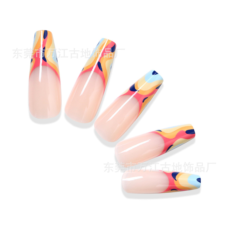 24Pcs Adult Long Style Ballet Nails French Impression Adult Fake Nails Customized Producer