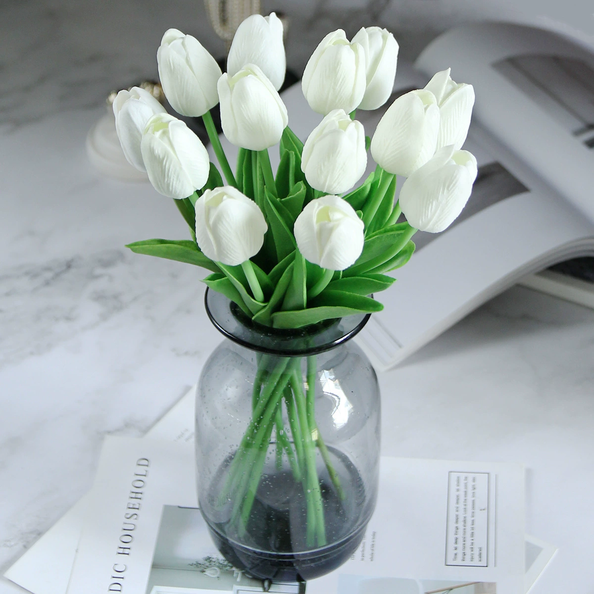 Искусственный тюльпан (Tulip) 10 г, пластиковый декоративный букет — разнообразные цвета