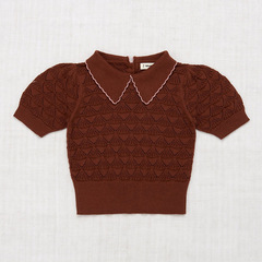 Summer thin children's clothing Western and European style girls' crew neck knit top new baby girl short sleeve turtleneck sweater
