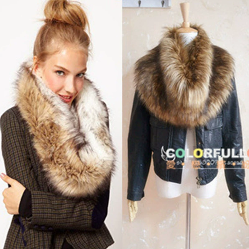 Трансграничные европейские и американские осенние и зимние искусственные меховые шарфы с длинными волосами