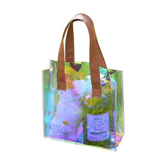 Laser bag custom logo transparent advertising tote bag jelly bag holiday gift bag pvc plastic bag custom