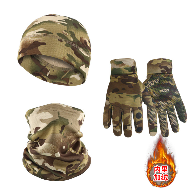 invierno gorra de camuflaje guantes de ciclismo guantes tácticos de caza al aire libre