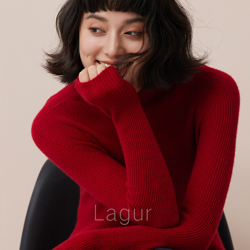 Consaini & Cashmere Japan Shimbun First-Line Readymade Pure Cashmere Semi-High Collar Base Shirt Women's Knit