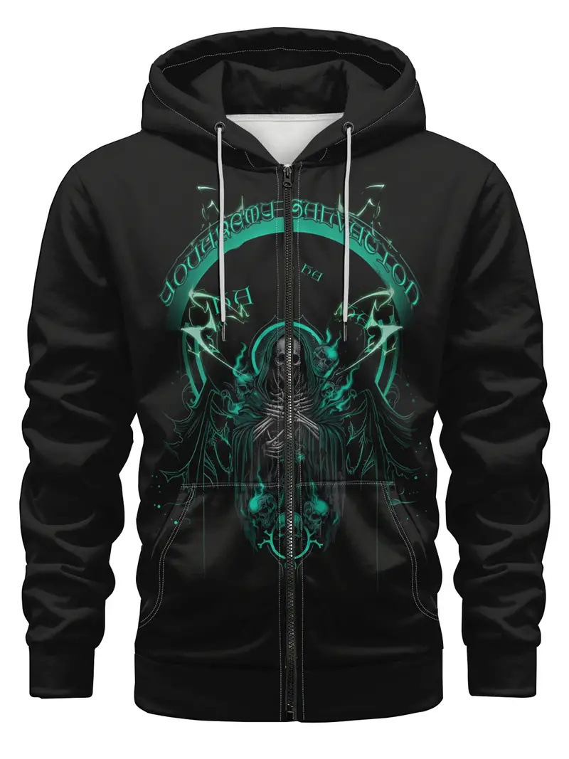 Fábrica al por mayor impresión digital 3D nuevo suéter con capucha chaqueta de suéter de pareja europea y americana serie de calavera MF08