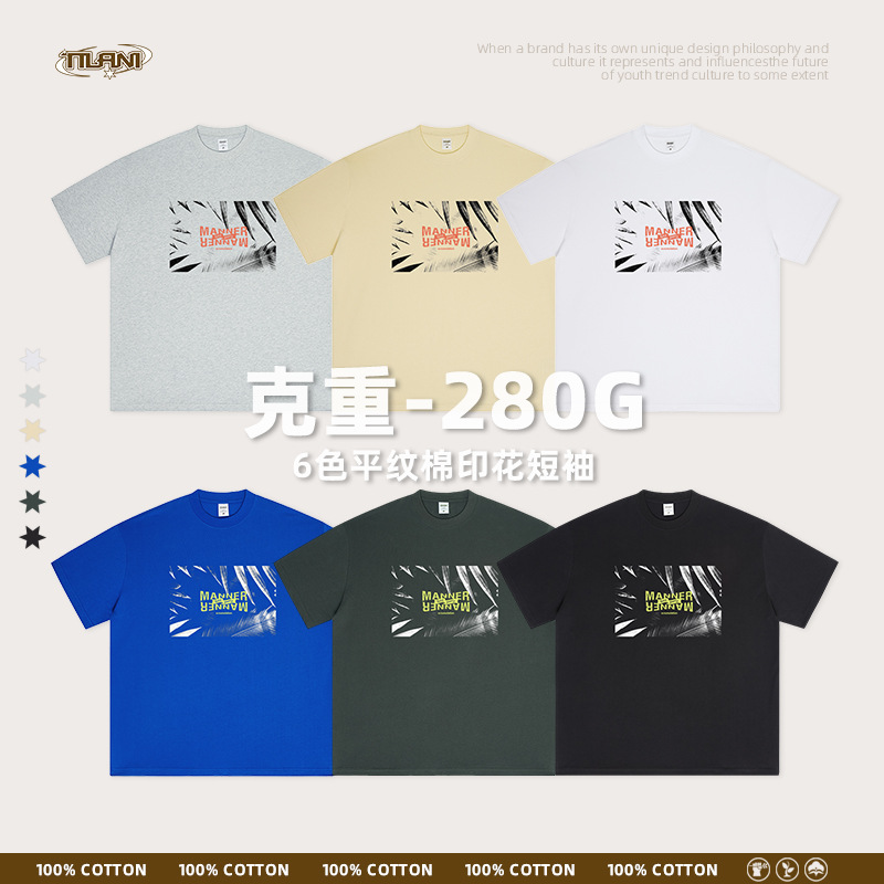 TILANI男装欧美街头潮牌短袖t夏季青少年长袖休闲oversize帅气