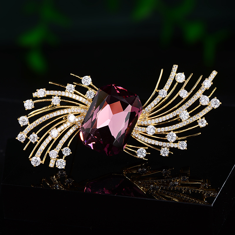 Exklusive Damen Brosche Mit Zirkonia Für Mäntel Und Kleider_voghion.com