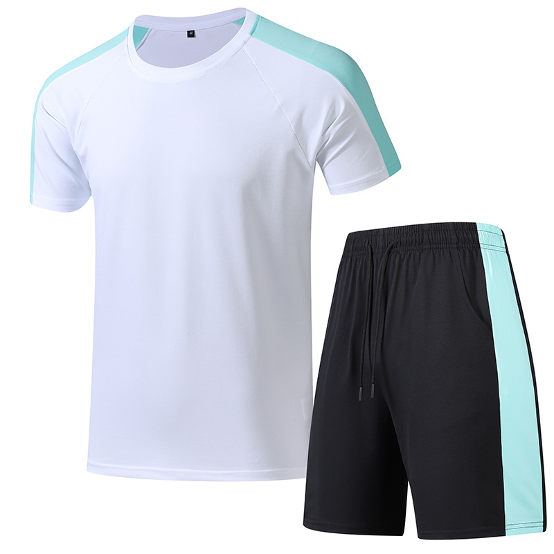Trajes deportivos de verano transfronterizos de hombre camisetas de manga corta pantalones cortos de dos piezas de ropa de entrenamiento de acondicionamiento físico transpirable de secado rápido personalizada