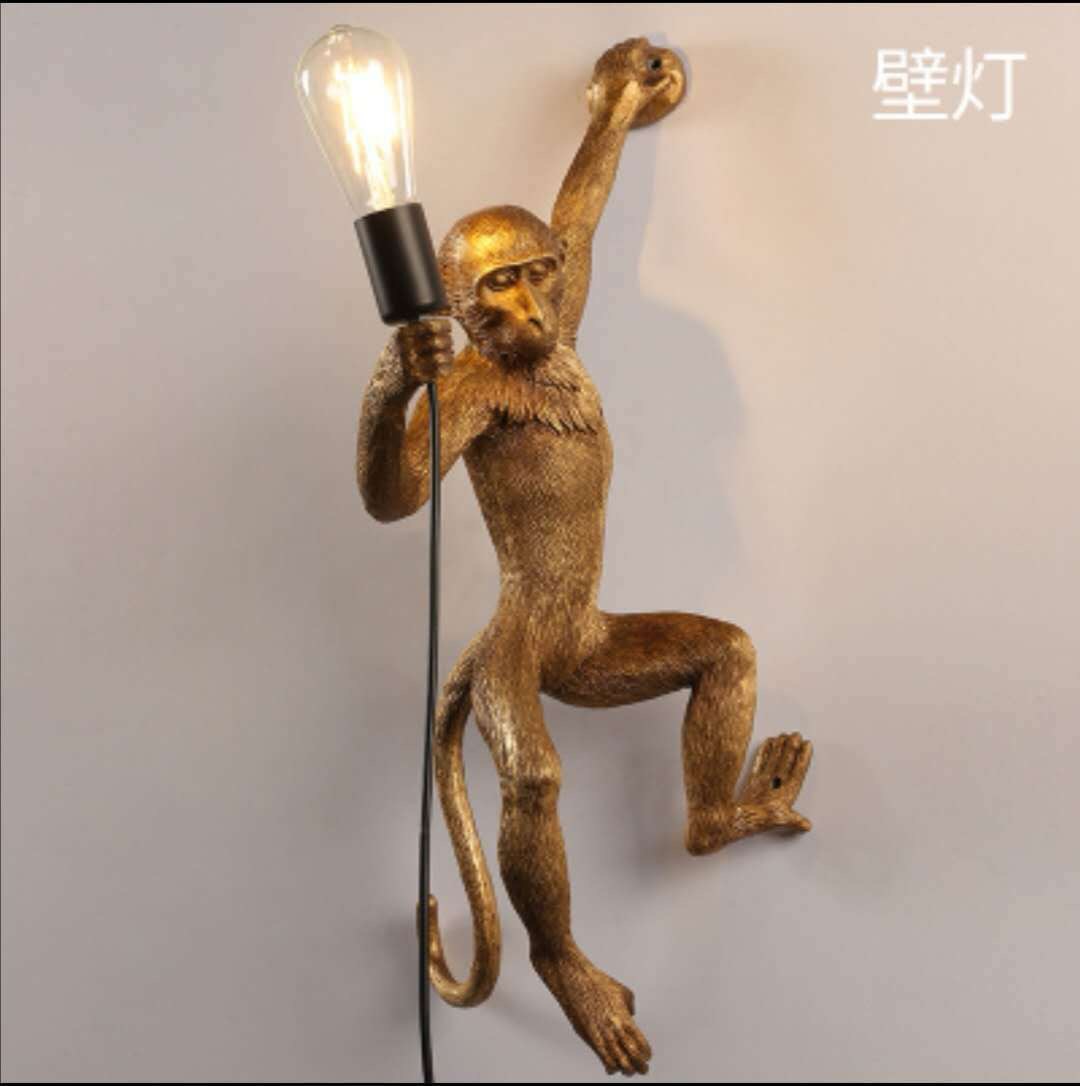 Personalidad creativa industrial viento mono lámpara restaurante habitación de niños tienda de ropa ventana mono lámpara de pared lámpara de escritorio