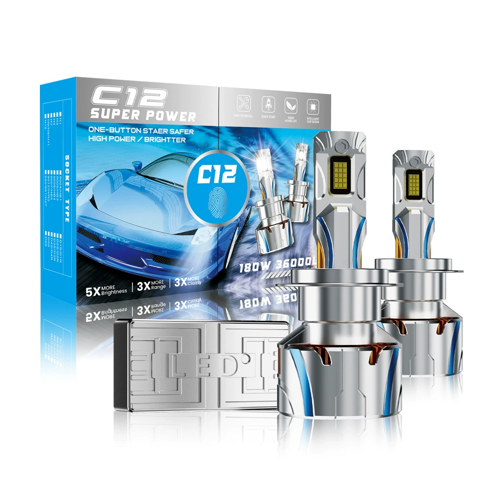 Трансграничные новые автомобильные фары C12 высокой мощности 180W модифицированный дальний и ближний свет H7H4 автомобиль светодиодные фары