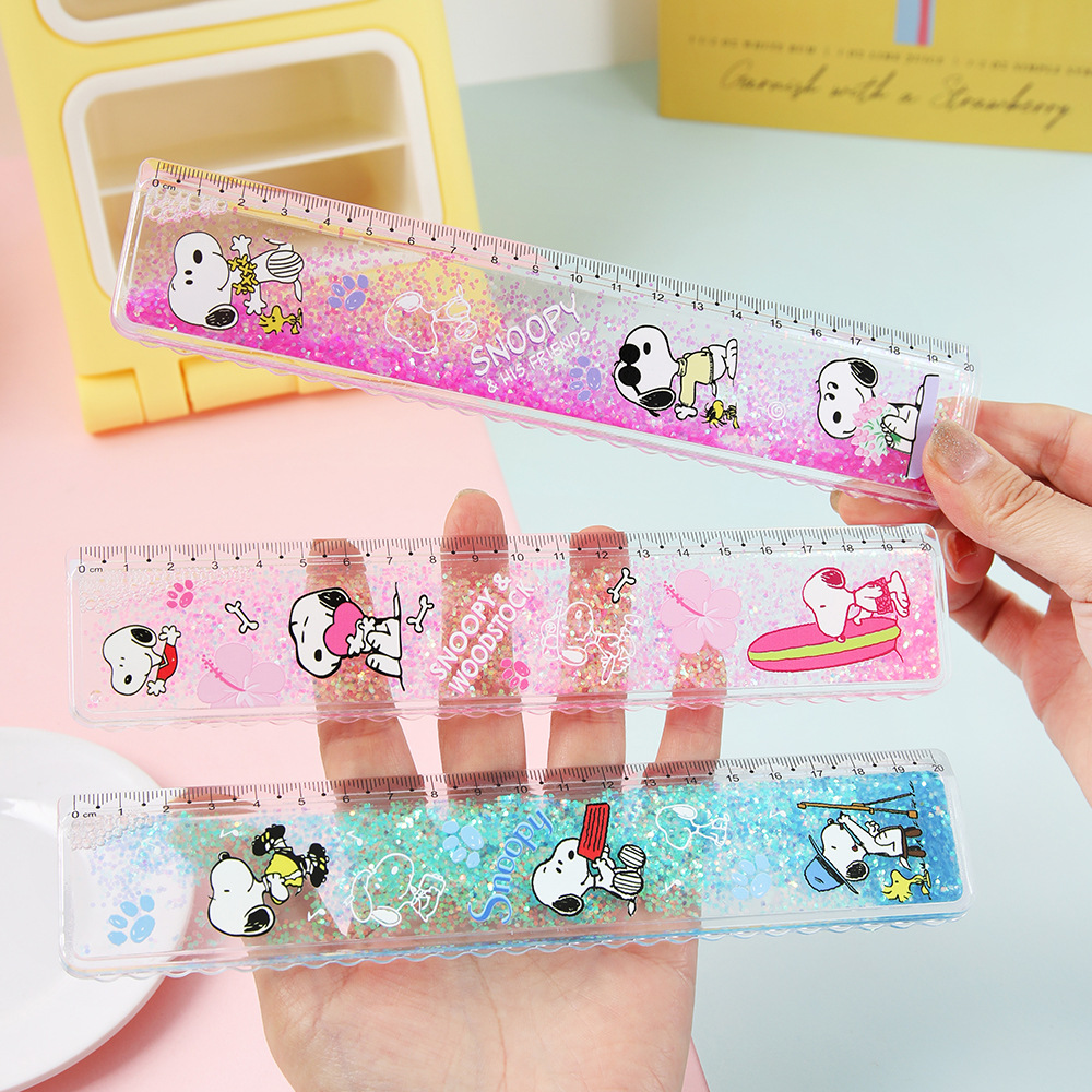 Cartoon Snoop Doggy regla de arena flotante de 20cm de alto valor de plástico regla dura de arena flotante de color estudiantes de papelería