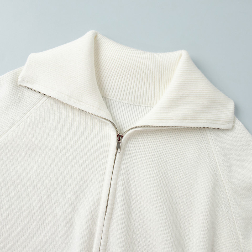 Bộ áo cardigan dệt kim khóa kéo phối quần dài ống rộng nữ — màu bột yến mạch, màu nâu, màu xám, trắng chi tiết 20