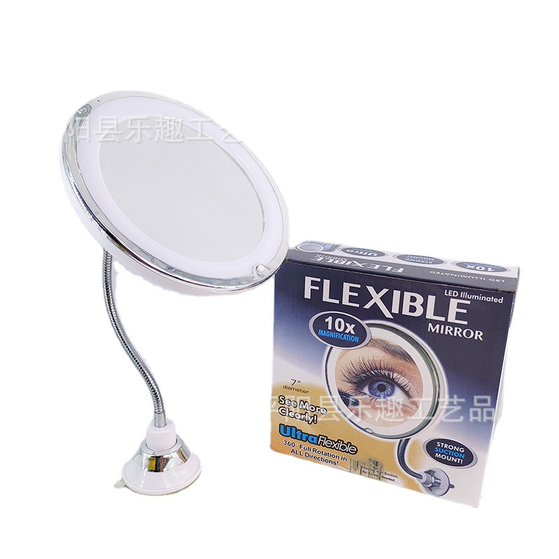 Transfronteriza 5X 10X veces de alta calidad LED Luz de relleno espejo de maquillaje espejo de belleza con luz espejo de baño con ventosa