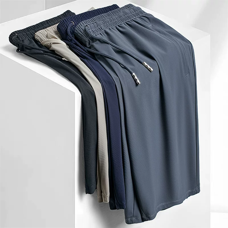 Men's antibacterial summer silk shorts, quick dry ultra thin trousers, oversize, plus size