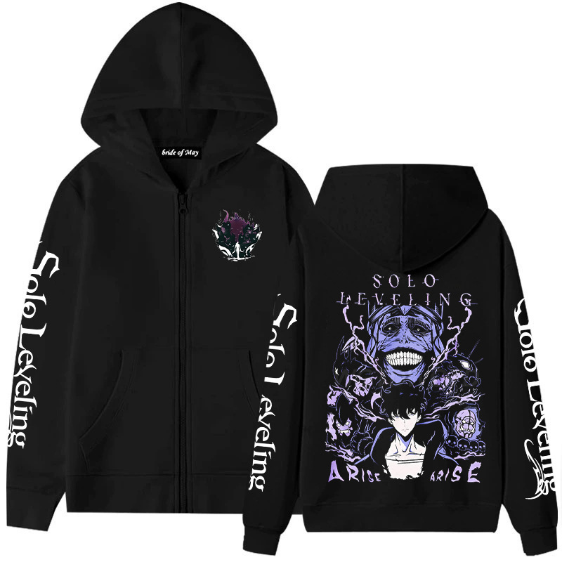 I Upgraded Solo Leveling Anime Peripheral Zipper Hoodie Cross-Border Youth Trendyy Sweatshirt Alone