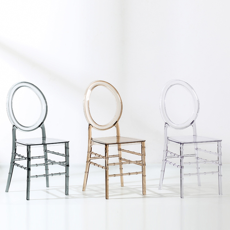 Nordic-style compact home dining chair with backrest, modern minimalist design, bamboo-inspired transparent seat&mdash;popular online, offering a touch of luxe plastic for professional meetings.