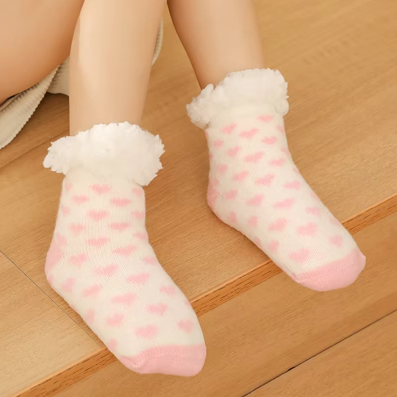 Cute Winter Sherpa Stuffed Floor Socks Fluffy Warm Winter Soft Thick Velvet Non-Slip Home Children Socks
