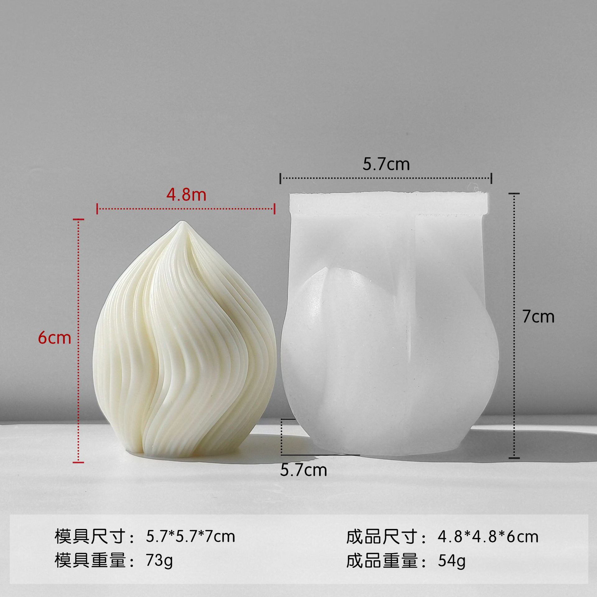 Jiahui-mei transfronterizo geometría rotatoria molde de cera de banano ondulado banda de vela magnética adornos abrasivos