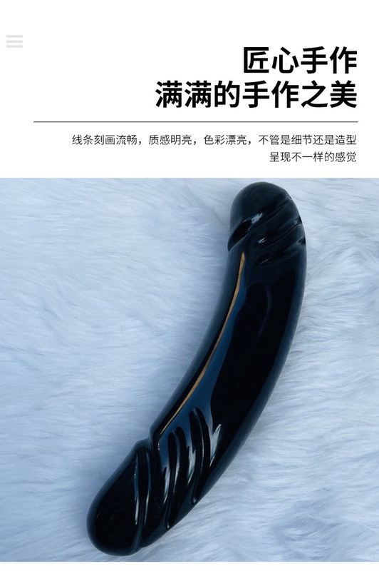 天然水晶黑曜石雕刻打磨原石 水晶按摩棒摆件 图 3