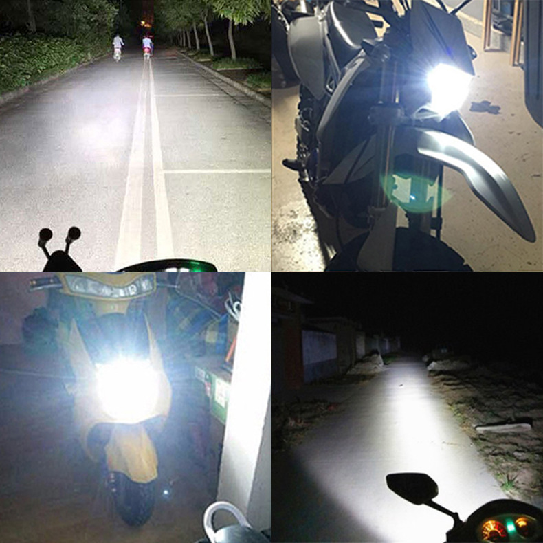 Motorcycle LED Headlight Three-Sided H4 White Motorcycle Spotlight