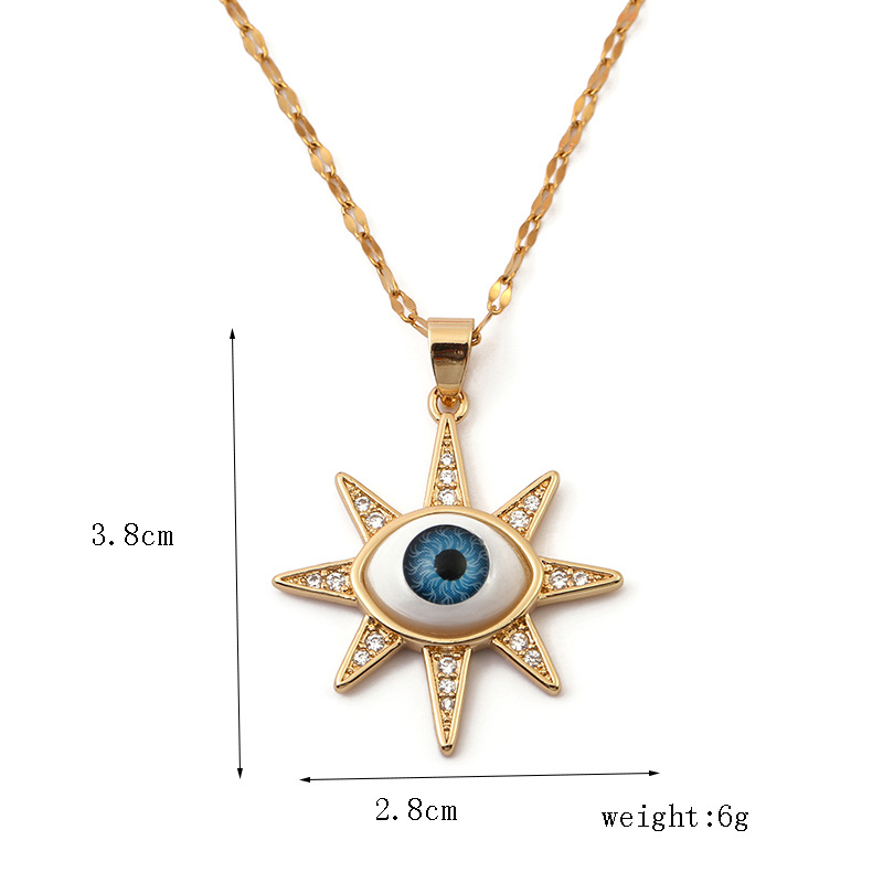 Copper Chain Material Copper Simple Style Classic Style Devil's Eye Pendant Necklace