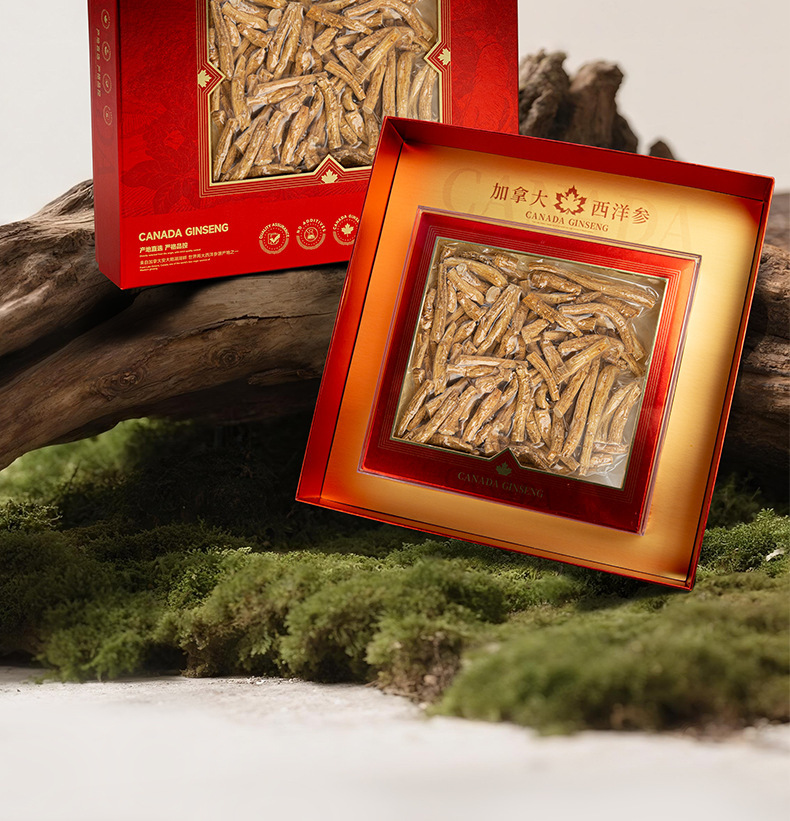 Canadian American Ginseng Gift Box Xi Yang Shen 150g Premium Whole Root Slices for Tea and Soup specifications
