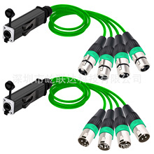 RJ45 Female CAT5 Network Converter to 4 Channel 3Pin XLR