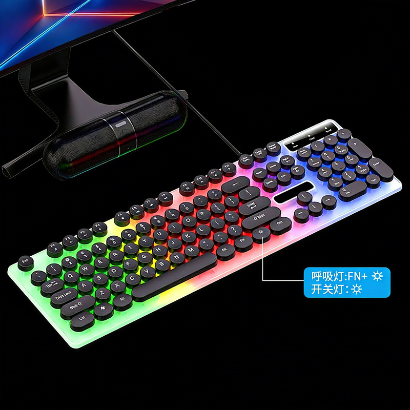 H600 Cable Punk Luminous Keyboard Mouse suit Russian Arabic Luminous Mechanical Hand Gaming Computer