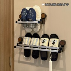 中古风吸盘浴室拖鞋架免打孔厕所壁挂置物架沥水挂架伸缩收纳神器