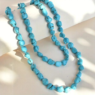 Amazon 1.2 m Turquoise Long Necklace Original Design Ethnic Style Handmade Knot Long Necklace With Shape Necklace
