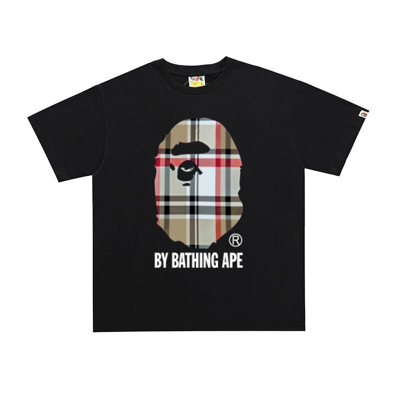 Three-brand cross-border foreign trade BAPE T-shirt, trendy short-sleeve unisex printed ape head loose-fitting casual couple T-shirt Three-brand cross-border foreign trade BAPE T-shirt, trendy short-sleeve unisex printed ape head loose-fitting casual couple T-shirt
