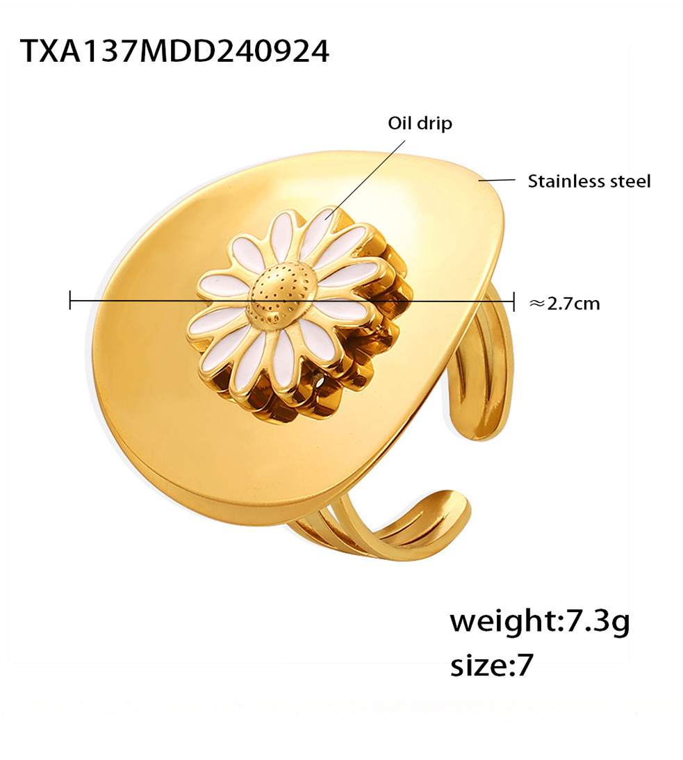 Boucles d'oreilles pendantes Drip Oil Niche Design Fleur, style marguerite, polyvalentes et élégantes. Ensemble de boucles d'oreilles anneaux circulaires haut de gamme._voghion.com