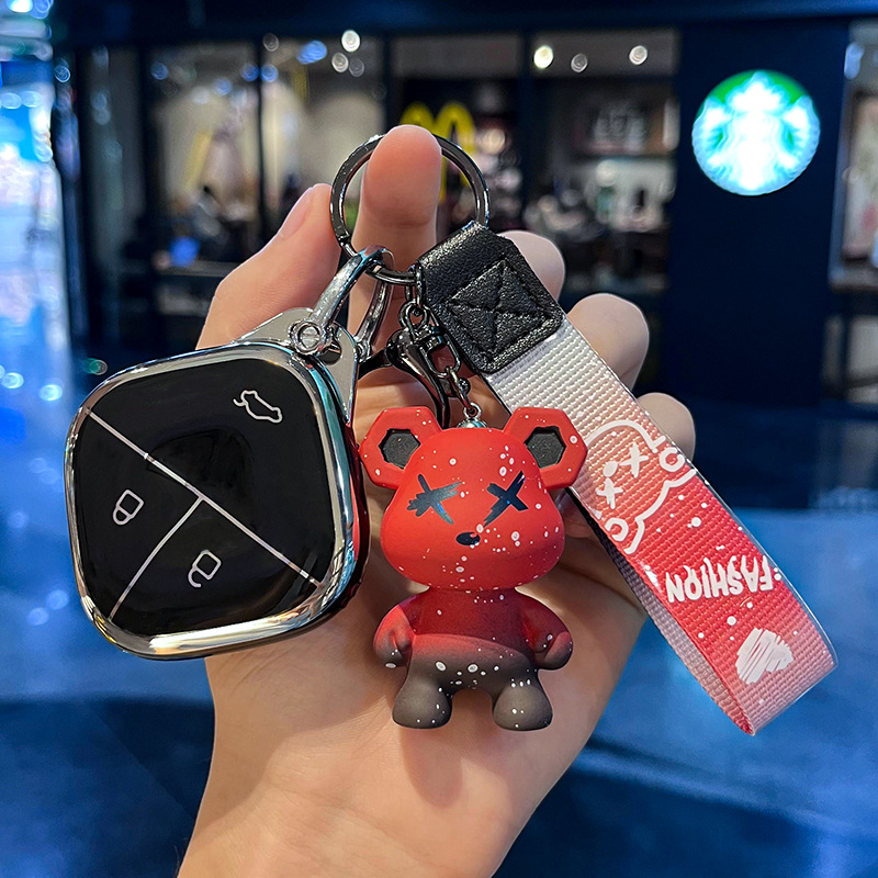 Wuling H-스마트 3 키 [싱글 쉘 블랙] + 레드 폭력 곰 펜던트